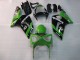 Billige Kawasaki ZX6R Motorrad Verkleidung 2003-2004 - Grun Schwarz Elf Bridgestone