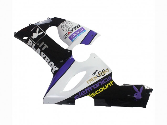 Billige Kawasaki ZX6R Motorrad Verkleidung 2005-2006 - Weiss Lila Schwarz Rizoma Playboy Denso