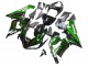 Billige Kawasaki ZX6R Motorrad Verkleidung 2005-2006 - Glanzendes Schwarz Grun Flamme