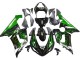 Billige Kawasaki ZX6R Motorrad Verkleidung 2005-2006 - Glanzendes Schwarz Grun Flamme