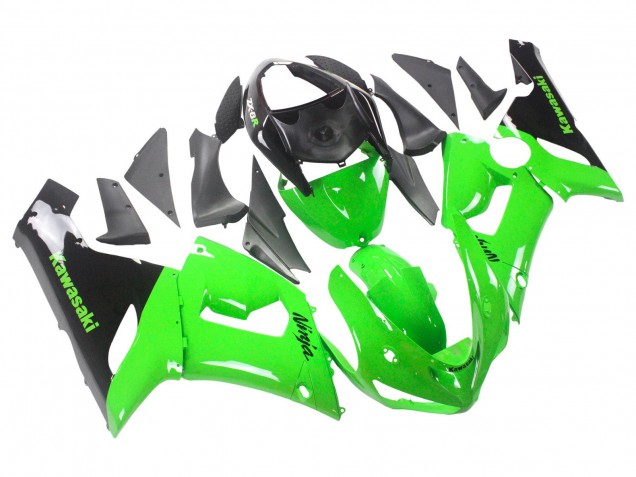Billige Kawasaki ZX6R Motorrad Verkleidung 2005-2006 - Grun Schwarz Ninja