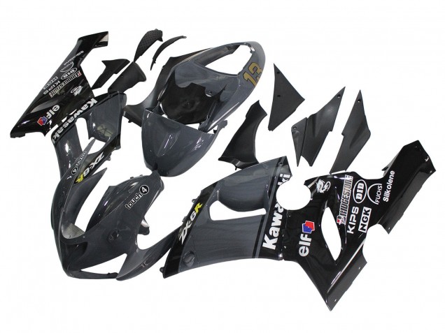 Billige Kawasaki ZX6R Motorrad Verkleidung 2005-2006 - Dunkel Grau Schwarz