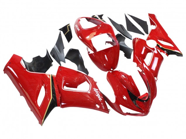 Billige Kawasaki ZX6R Motorrad Verkleidung 2005-2006 - Rot Gelb Schwarz