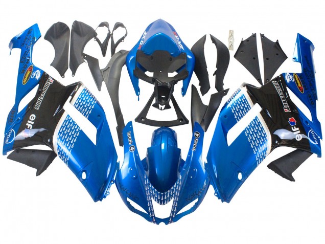 Billige Kawasaki ZX6R Motorrad Verkleidung 2007-2008 - Schwarz Blauer Elf