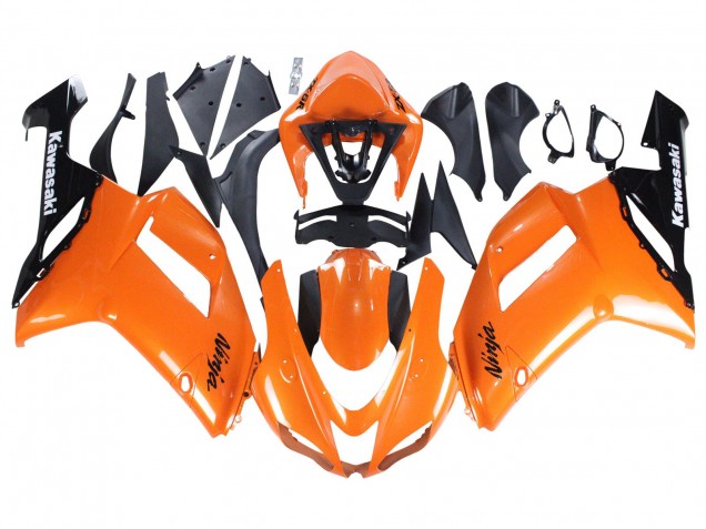 Billige Kawasaki ZX6R Motorrad Verkleidung 2007-2008 - Orange Schwarz Ninja