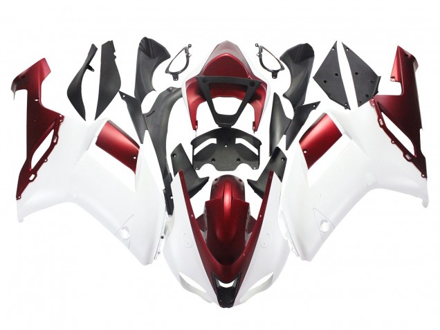 Billige Kawasaki ZX6R Motorrad Verkleidung 2007-2008 - Weiss Rot