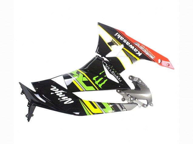 Billige Kawasaki ZX6R Motorrad Verkleidung 2009-2012 - Grun Glanzendes Schwarz Gelb Weiss Rot Elf Monster