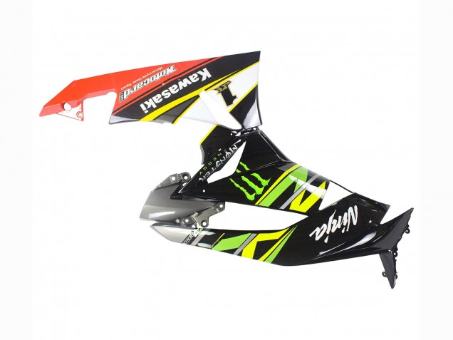 Billige Kawasaki ZX6R Motorrad Verkleidung 2009-2012 - Grun Glanzendes Schwarz Gelb Weiss Rot Elf Monster
