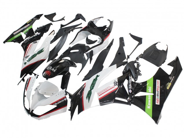 Billige Kawasaki ZX6R Motorrad Verkleidung 2009-2012 - Weiss Rot Schwarz Grun