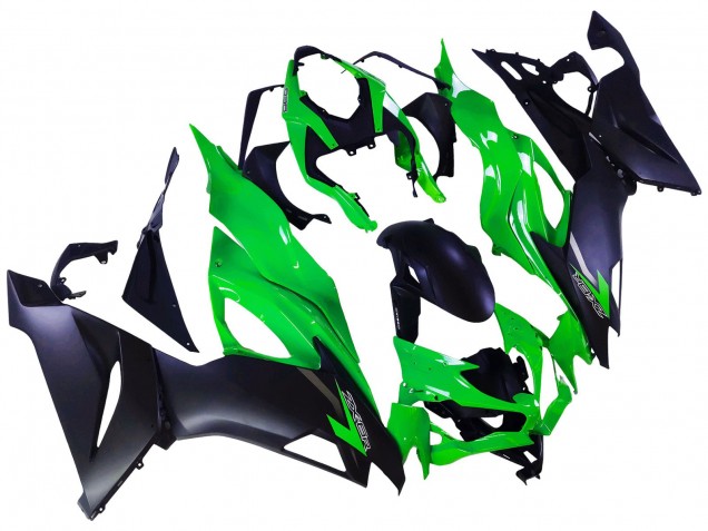 Billige Kawasaki ZX6R Motorrad Verkleidung 2019-2022 - Grun Matt Schwarz