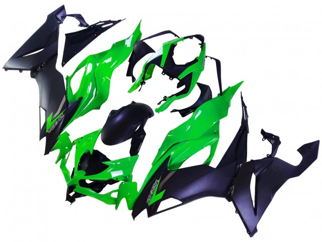 Billige Kawasaki ZX6R Motorrad Verkleidung 2019-2022 - Grun Matt Schwarz