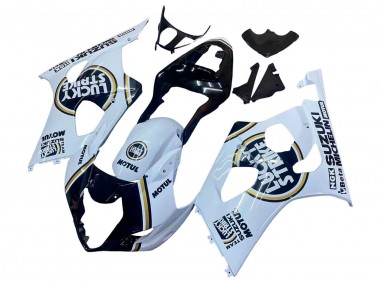 Billige Suzuki GSXR 1000 Motorrad Verkleidung 2003-2004 - Weiss Schwarz Gold Motul Lucky Strike