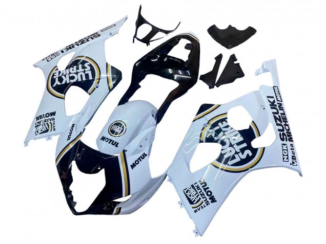 Billige Suzuki GSXR 1000 Motorrad Verkleidung 2003-2004 - Weiss Schwarz Gold Motul Lucky Strike