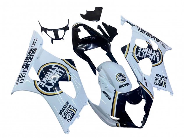Billige Suzuki GSXR 1000 Motorrad Verkleidung 2003-2004 - Weiss Schwarz Gold Motul Lucky Strike
