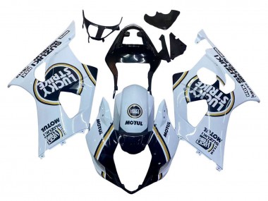 Billige Suzuki GSXR 1000 Motorrad Verkleidung 2003-2004 - Weiss Schwarz Gold Motul Lucky Strike