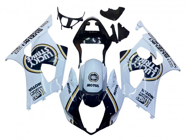 Billige Suzuki GSXR 1000 Motorrad Verkleidung 2003-2004 - Weiss Schwarz Gold Motul Lucky Strike