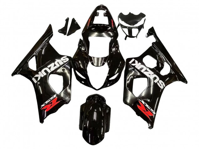 Billige Suzuki GSXR 1000 Motorrad Verkleidung 2003-2004 - Glanzendes Schwarz Weiss Rot Aufkleber