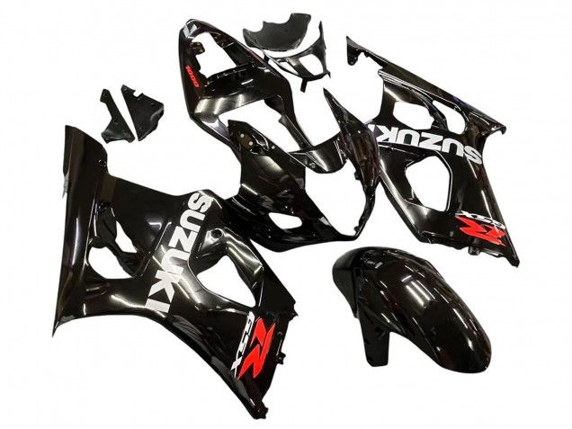 Billige Suzuki GSXR 1000 Motorrad Verkleidung 2003-2004 - Glanzendes Schwarz Weiss Rot Aufkleber