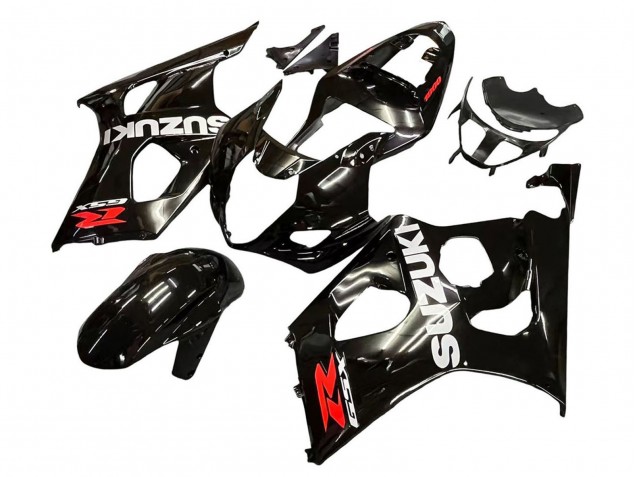 Billige Suzuki GSXR 1000 Motorrad Verkleidung 2003-2004 - Glanzendes Schwarz Weiss Rot Aufkleber