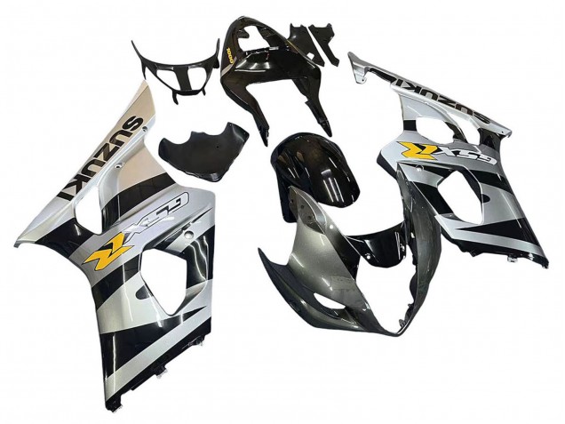 Billige Suzuki GSXR 1000 Motorrad Verkleidung 2003-2004 - Glanzendes Schwarz Silber Grau Gelb