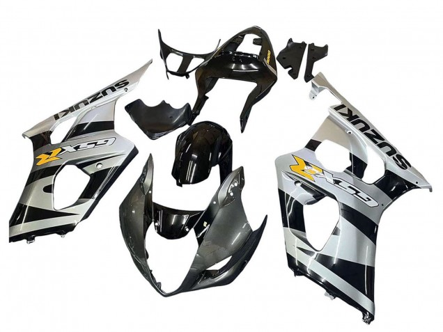 Billige Suzuki GSXR 1000 Motorrad Verkleidung 2003-2004 - Glanzendes Schwarz Silber Grau Gelb