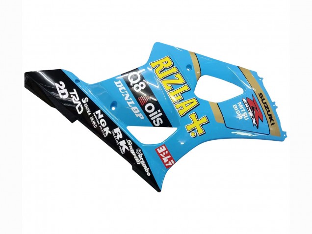 Billige Suzuki GSXR 1000 Motorrad Verkleidung 2003-2004 - Hellblau Gelb Schwarz Rizla Motul