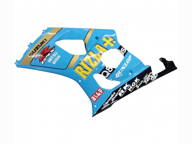 Billige Suzuki GSXR 1000 Motorrad Verkleidung 2003-2004 - Hellblau Gelb Schwarz Rizla Motul