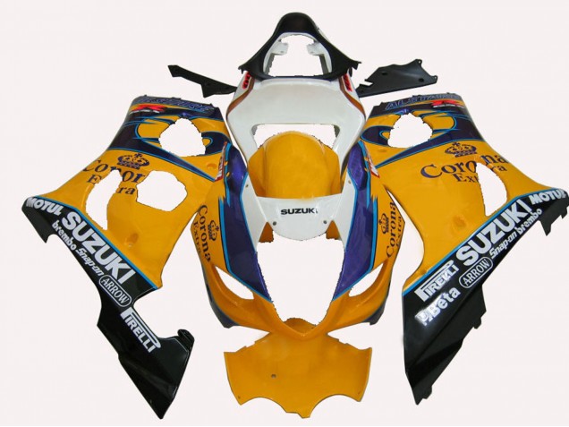 Billige Suzuki GSXR 1000 Motorrad Verkleidung 2003-2004 - Gelb Weiss Blau Schwarz Corona