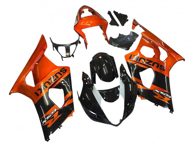 Billige Suzuki GSXR 1000 Motorrad Verkleidung 2003-2004 - Burnt Orange Glanzendes Schwarz