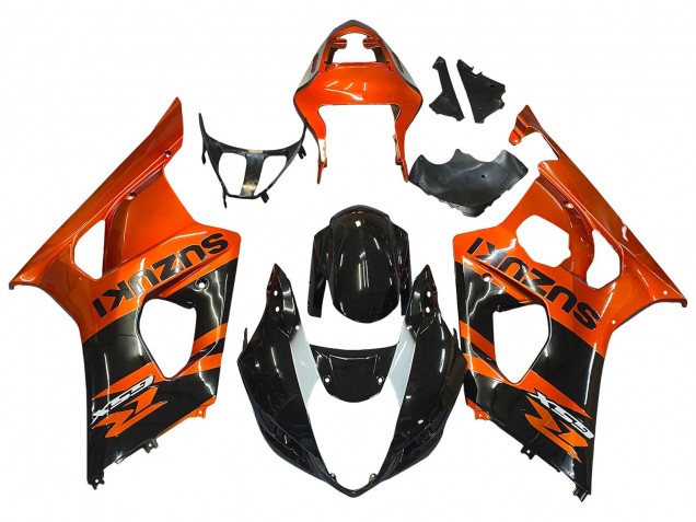 Billige Suzuki GSXR 1000 Motorrad Verkleidung 2003-2004 - Burnt Orange Glanzendes Schwarz