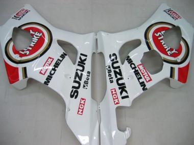 Billige Suzuki GSXR 1000 Motorrad Verkleidung 2003-2004 - Weiss Rot Motul Lucky Strike