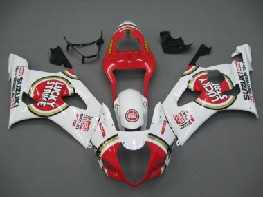 Billige Suzuki GSXR 1000 Motorrad Verkleidung 2003-2004 - Weiss Rot Motul Lucky Strike