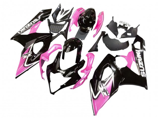 Billige Suzuki GSXR 1000 Motorrad Verkleidung 2005-2006 - Glanzendes Schwarz Rosa