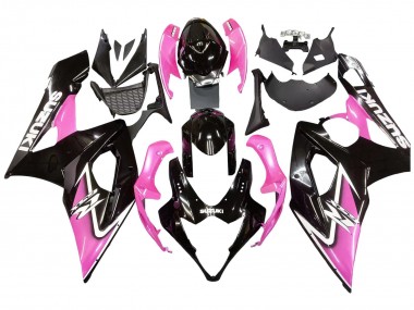 Billige Suzuki GSXR 1000 Motorrad Verkleidung 2005-2006 - Glanzendes Schwarz Rosa