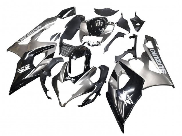 Billige Suzuki GSXR 1000 Motorrad Verkleidung 2005-2006 - Glanzendes Schwarz Grau