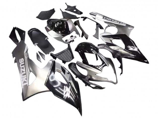 Billige Suzuki GSXR 1000 Motorrad Verkleidung 2005-2006 - Glanzendes Schwarz Grau
