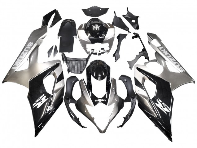 Billige Suzuki GSXR 1000 Motorrad Verkleidung 2005-2006 - Glanzendes Schwarz Grau