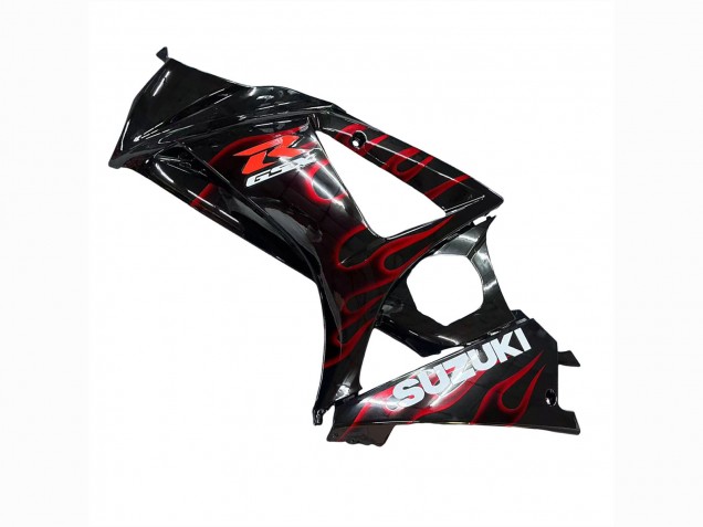 Billige Suzuki GSXR 1000 Motorrad Verkleidung 2007-2008 - Schwarz Rot Flamme