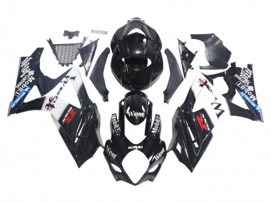 Billige Suzuki GSXR 1000 Motorrad Verkleidung 2007-2008 - Glanzendes Schwarz Weiss West