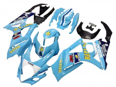 Billige Suzuki GSXR 1000 Motorrad Verkleidung 2007-2008 - Hellblau Gelb Schwarz Motul Rizla