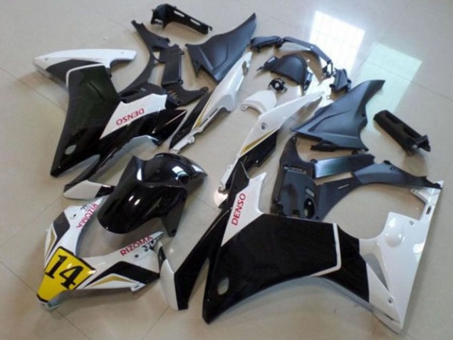 Billige Honda CBR500R Motorrad Verkleidung 2013-2015 - Weiss Gelb Glanzendes Schwarz Denso