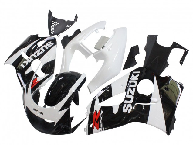 Billige Suzuki GSXR 600 / GSXR 750 Motorrad Verkleidung 1996-2000 - Schwarz Weiss