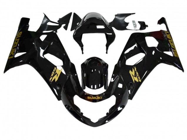 Billige Suzuki GSXR 600 / GSXR 750 Motorrad Verkleidung 2001-2003 - Glanzendes Schwarz Gold Aufkleber