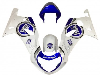 Billige Suzuki GSXR 600 / GSXR 750 Motorrad Verkleidung 2001-2003 - Weiss Blau Lucky Strike