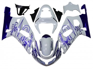 Billige Suzuki GSXR 600 / GSXR 750 Motorrad Verkleidung 2001-2003 - Weiss Blau Corona Alstare