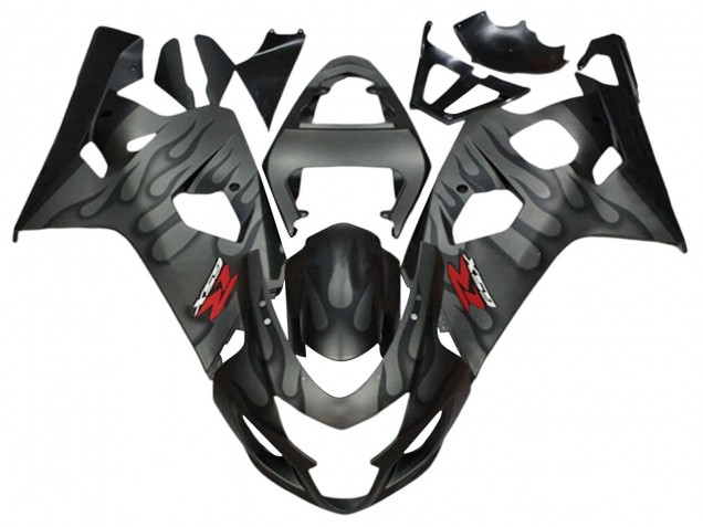 Billige Suzuki GSXR 600 / GSXR 750 Motorrad Verkleidung 2004-2005 - Grau Schwarz Flamme