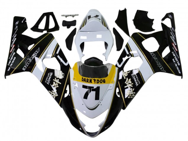 Billige Suzuki GSXR 600 / GSXR 750 Motorrad Verkleidung 2004-2005 - Weiss Schwarz Gelb Dunkel Dog 71