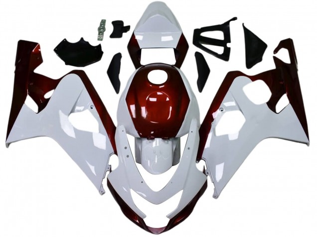 Billige Suzuki GSXR 600 / GSXR 750 Motorrad Verkleidung 2004-2005 - Weiss Bonbon Rot Schwarz