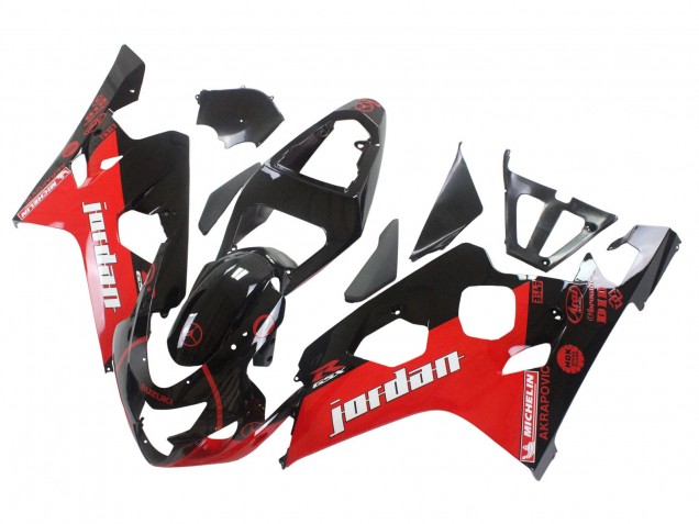 Billige Suzuki GSXR 600 / GSXR 750 Motorrad Verkleidung 2004-2005 - Glanzendes Schwarz Rot Jordan Michelin