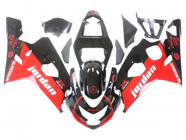 Billige Suzuki GSXR 600 / GSXR 750 Motorrad Verkleidung 2004-2005 - Glanzendes Schwarz Rot Jordan Michelin